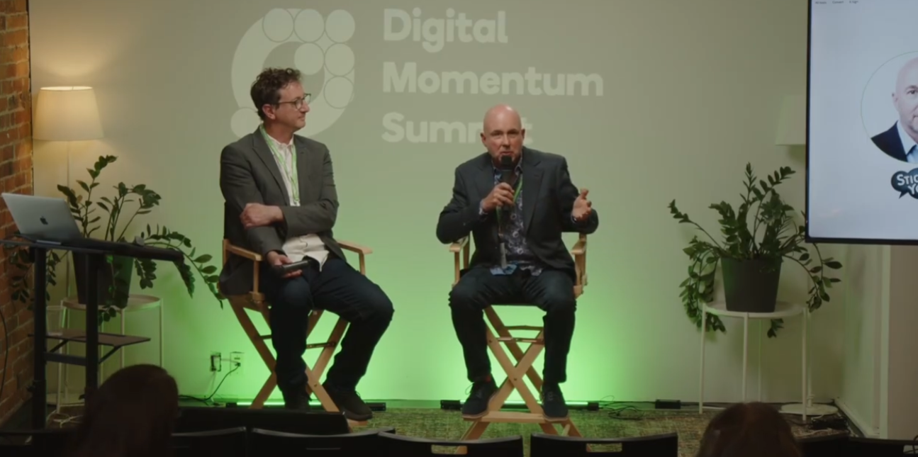 Rob Manne of Inflectiv and Patrick Heffron of StickerYou presenting at the Digital Momentum Summit