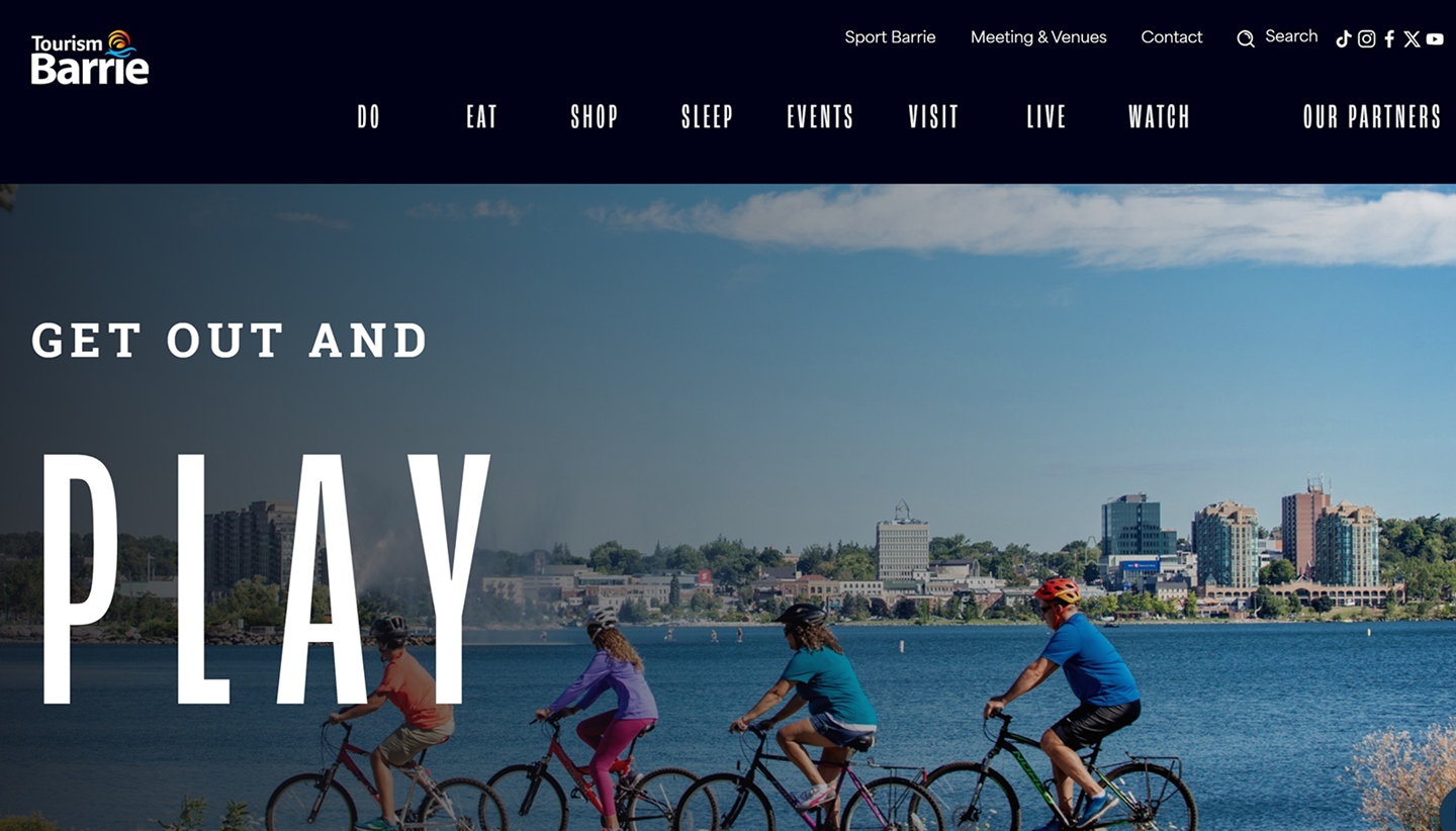 Snapshot of the masthead of Tourism Barrie