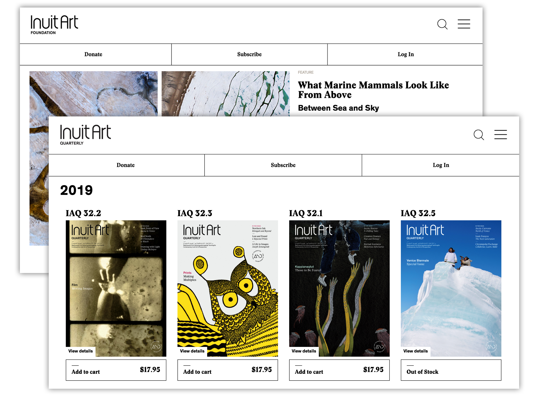 Inuit Art Foundation's website displayed on a tablet